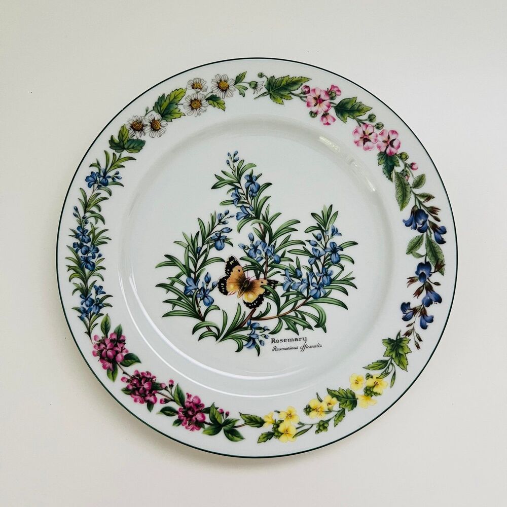 ROYAL WORCESTER Rosemary Botanical Green Trim Porcelain 10" Dinner Plate
